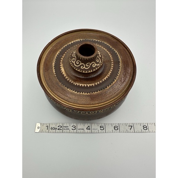 Vintage Hand Crafted Tagine Tajine Clay Cooking Pot With Lid Signed - Picture 9 of 10